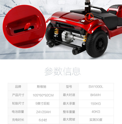 斯維馳德國(guó)品牌老年代步車(chē)四輪折疊老年電動(dòng)殘疾人助力車(chē)電瓶車(chē)